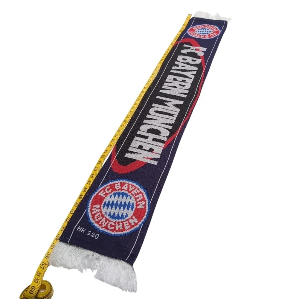 Vtg FC Bayern München Knit Soccer Scarf 57 x 7.5 In Red/White/Blue Logo HK 220